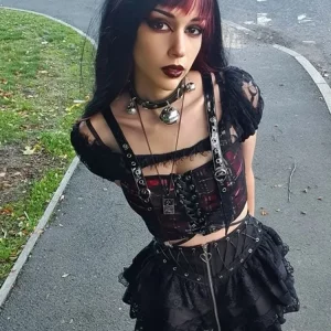 Y2K Gothic Lace Mini Skirt - E-girl Punk Aesthetic - Vintage 90s Streetwear