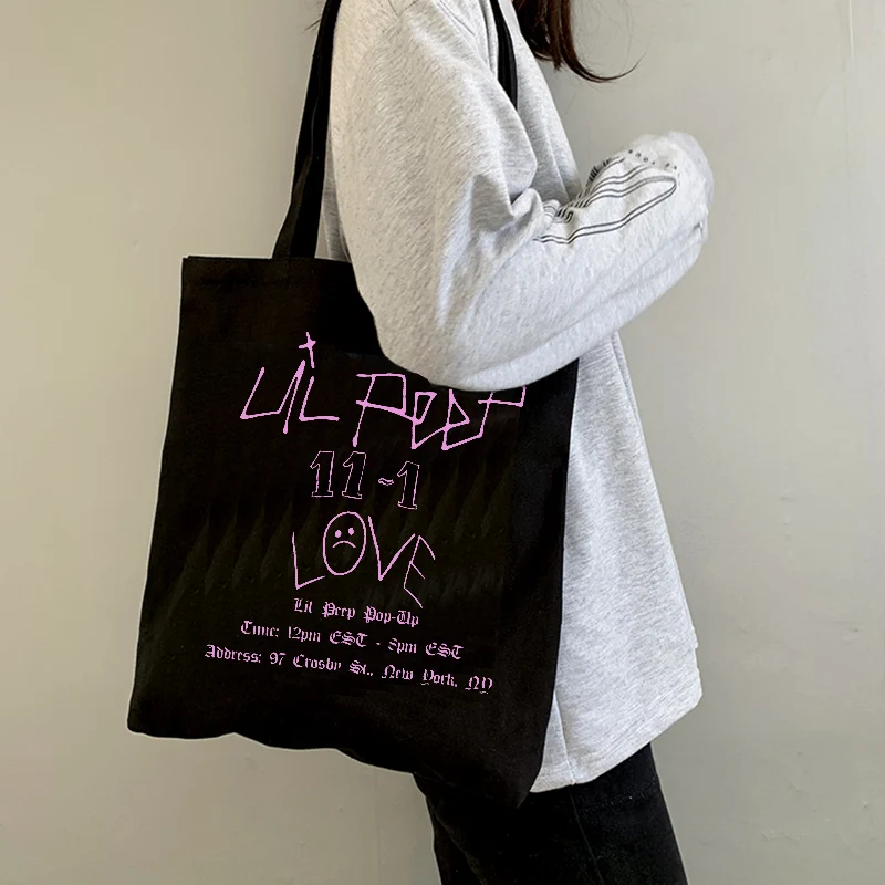 Y2K Gothic Lil Peep Graphic Print Shoulder Bag - Vintage Harajuku Punk Style