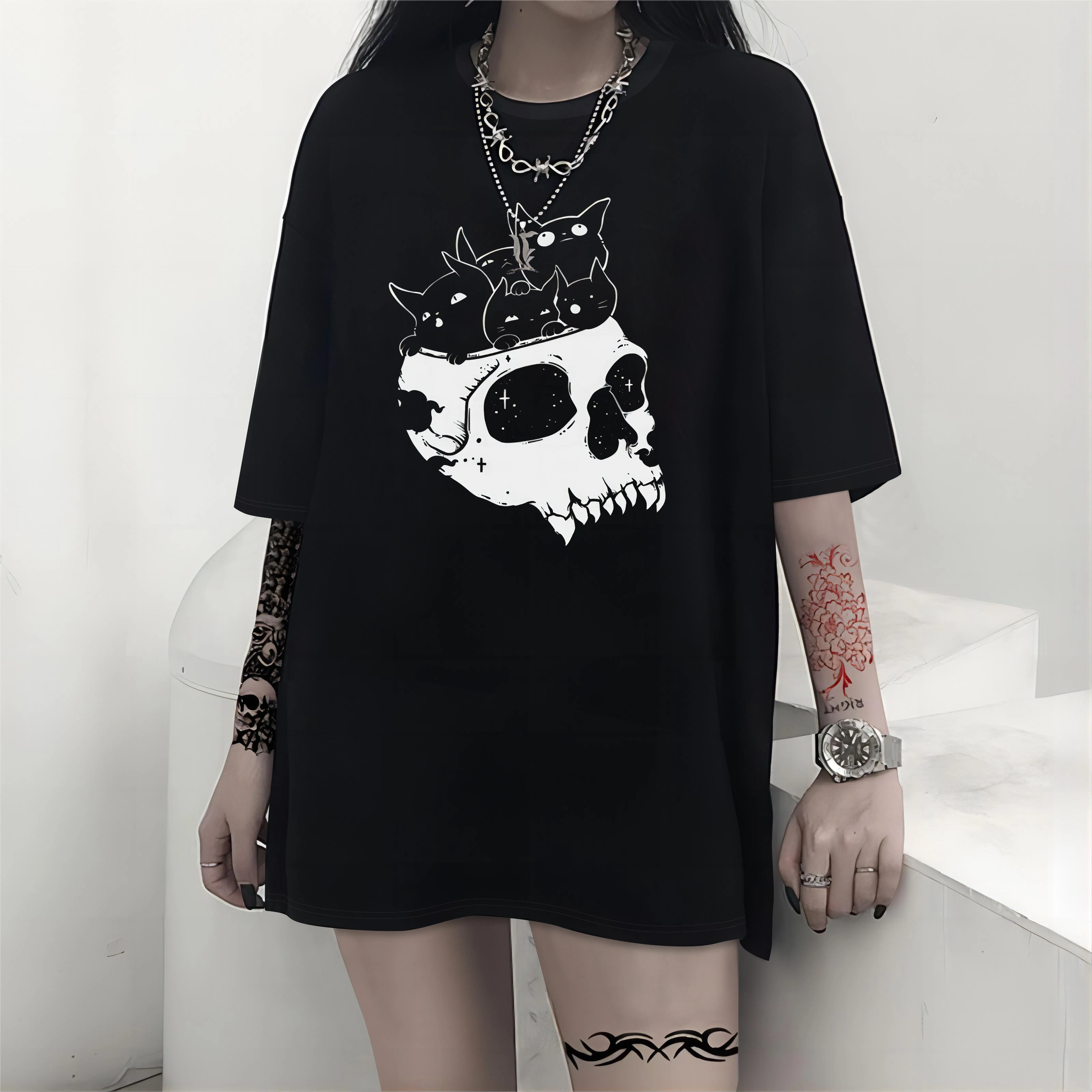 Y2K Gothic Portrait Long T-Shirt