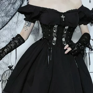 Y2K Gothic Princess Lace-Up Corset Dress - Vintage Streetwear Partywear Lolita Style