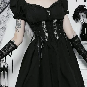 Y2K Gothic Princess Lace-Up Corset Dress - Vintage Streetwear Partywear Lolita Style