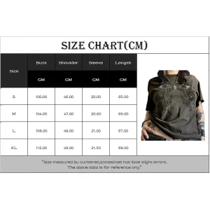 Y2K Gothic Printed Loose Short Sleeve T-Shirt - Women's Summer Streetwear Fashion