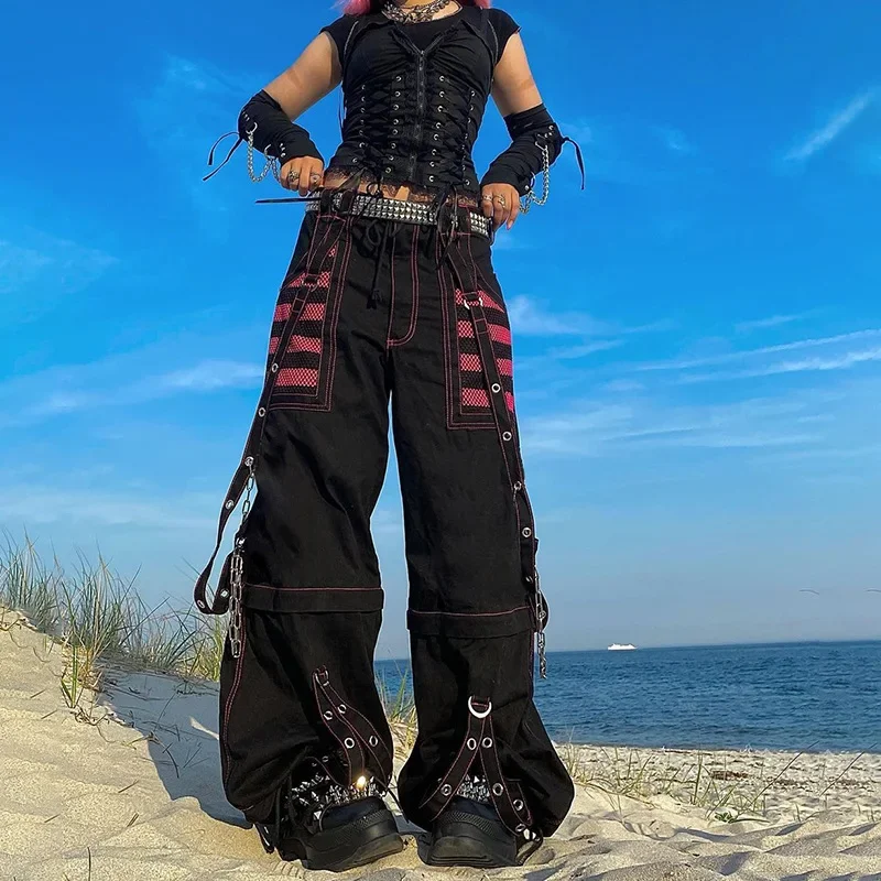 Y2K Gothic Punk Chain Baggy Pants - Wide Leg Streetwear E-girl Style