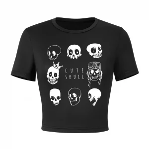 Y2K Gothic Skull Short T-Shirt