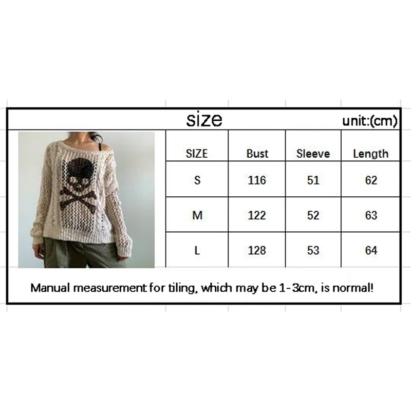 Y2K Gothic Skull Sweater: Aesthetic Hollow Out Long Sleeve Top