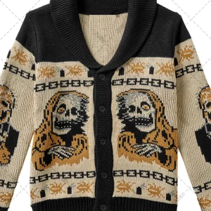 Y2K Gothic Street Knitted Sweater with Portrait Print - Harajuku Style