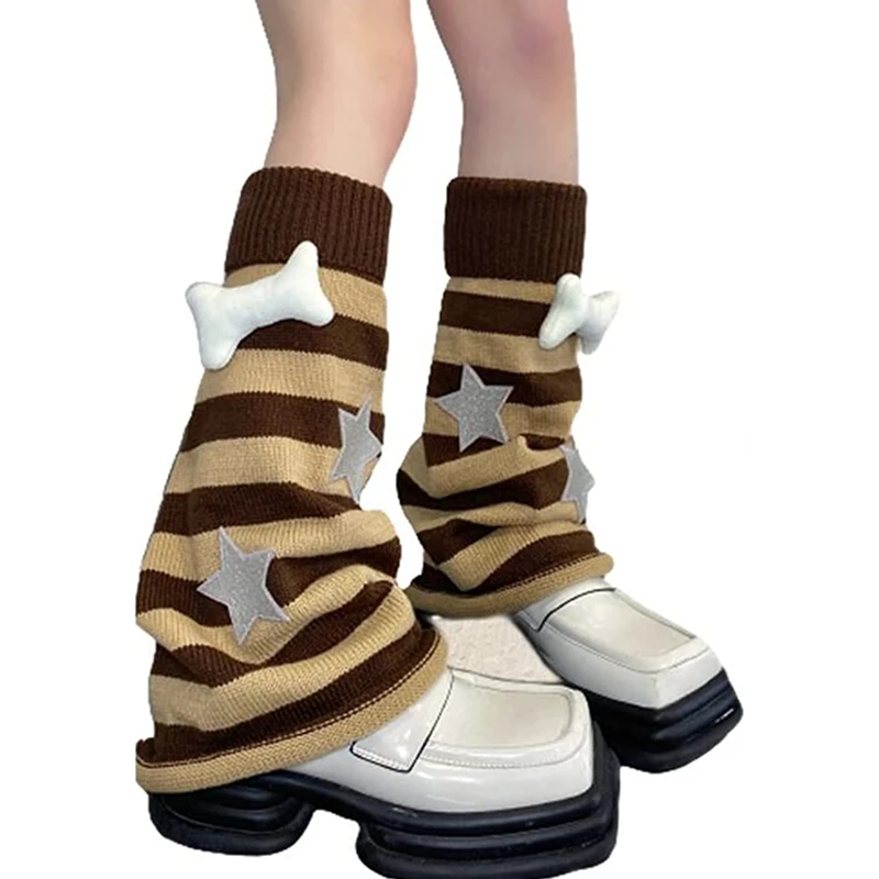 Y2K Gothic Stripe Leg Warmers - Grunge Fairy Core Socks - E-Girl Aesthetic Accessories