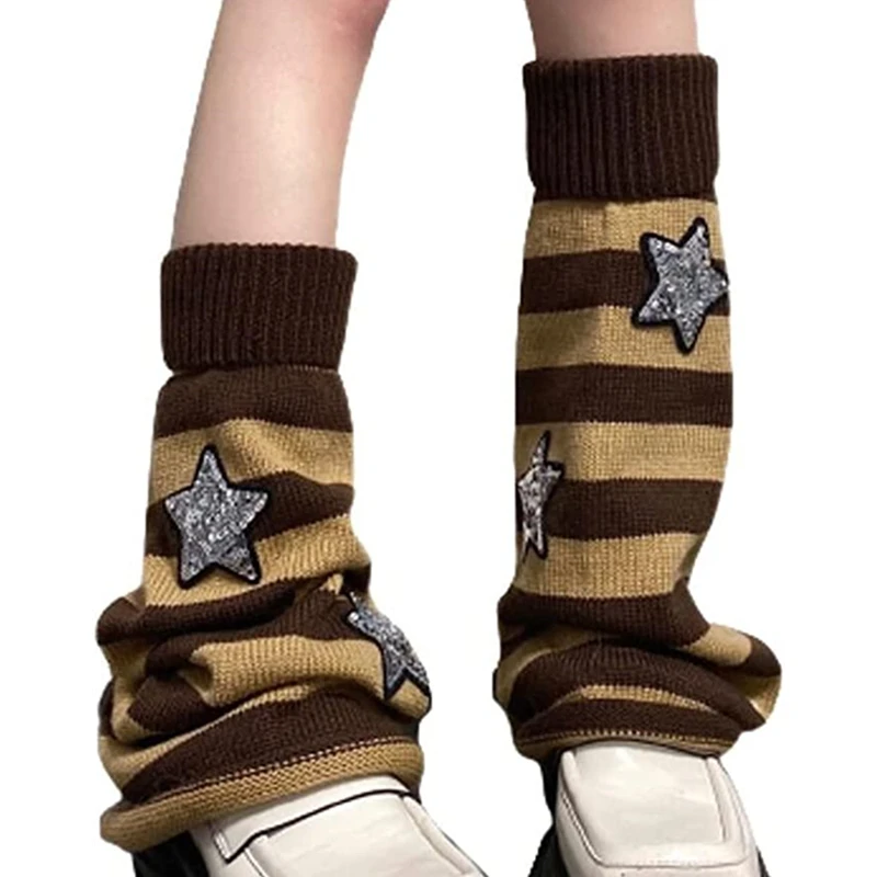 Y2K Gothic Stripe Leg Warmers - Grunge Fairy Core Socks - E-Girl Aesthetic Accessories