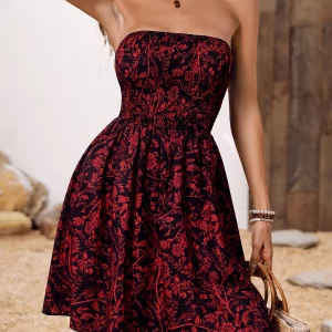 Y2K Gothic Vintage Floral Wrap Dress - Elegant Backless A-line Evening Outfit