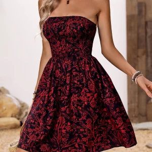 Y2K Gothic Vintage Floral Wrap Dress - Elegant Backless A-line Evening Outfit