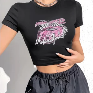 Y2K Graphic Print Cropped T-Shirt