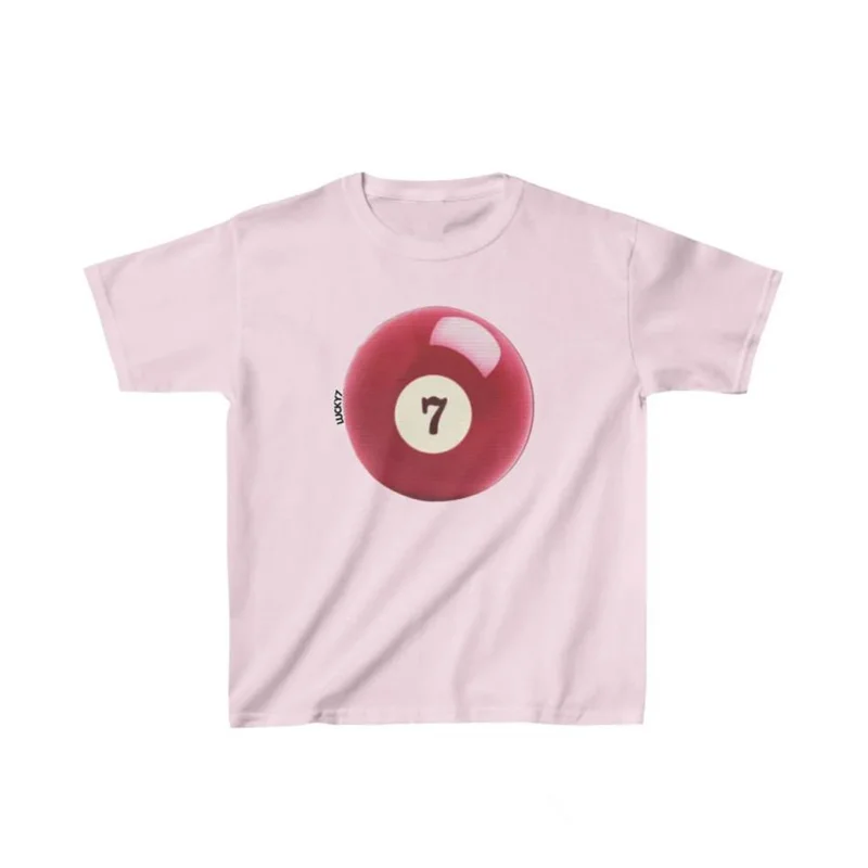 Y2K Graphic Tee Lucky 7 Ball Print Baby Tee - Streetwear Fashion