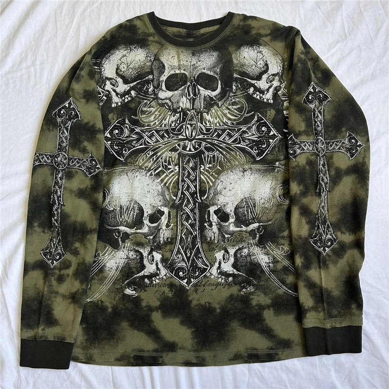 Y2K Grunge Aesthetic Graphic Print Long Sleeve T-Shirt - Women's Streetwear