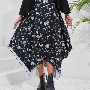 Y2K Grunge Aesthetic Handkerchief Hem Skirt - Black Emo Streetwear