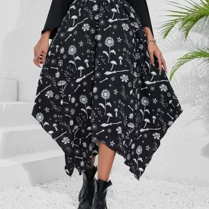 Y2K Grunge Aesthetic Handkerchief Hem Skirt - Black Emo Streetwear