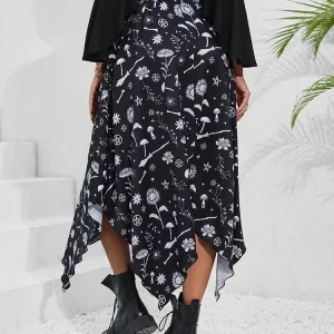 Y2K Grunge Aesthetic Handkerchief Hem Skirt - Black Emo Streetwear