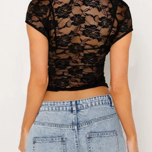 Y2K Grunge Club Party Lace Crop Top Set with Matching Bralette