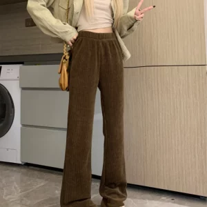 Y2K Grunge Corduroy Pants - Vintage Retro Fashion Wide Leg Harajuku Style