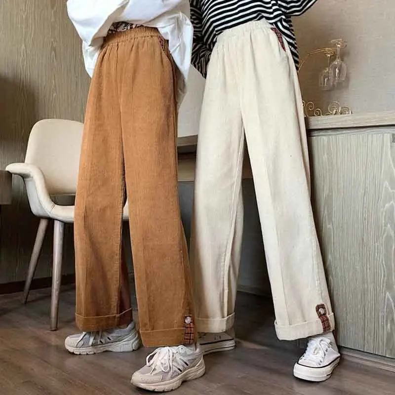 Y2K Grunge Corduroy Wide Leg Pants - High Waist Fall Fashion