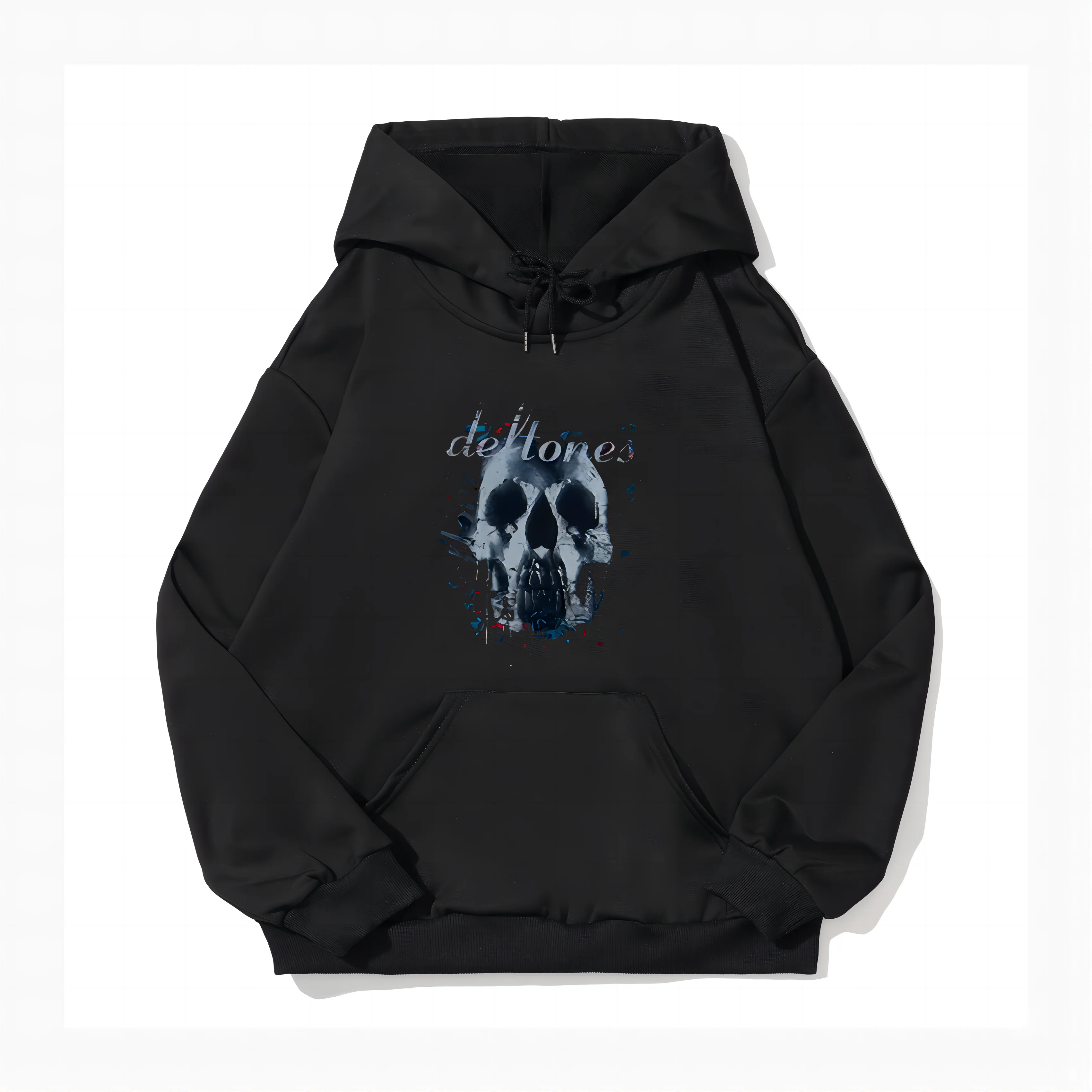 Y2K Grunge Deftones Skull Hoodie - Punk Gothic Vintage Rock Sweatshirt