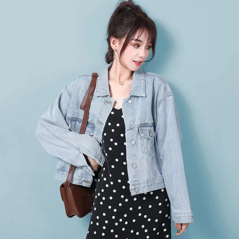 Y2K Grunge Denim Jacket - Casual Outerwear for Women