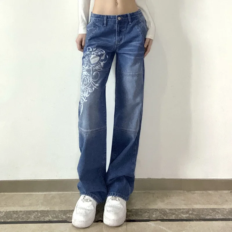 Y2k Grunge Denim Trousers - Winter Street Style Alt Fairy Jeans