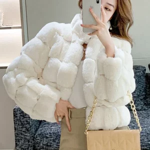 Y2K Grunge Faux Rabbit Fur Coat - Fluffy Winter Jacket