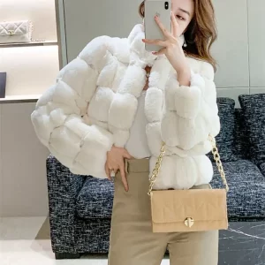 Y2K Grunge Faux Rabbit Fur Coat - Fluffy Winter Jacket