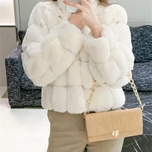 Y2K Grunge Faux Rabbit Fur Coat - Fluffy Winter Jacket