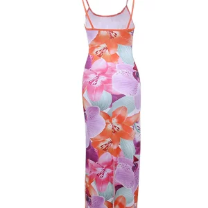 Y2K Grunge Floral Spaghetti Strap Dress - Women's Summer Fashion