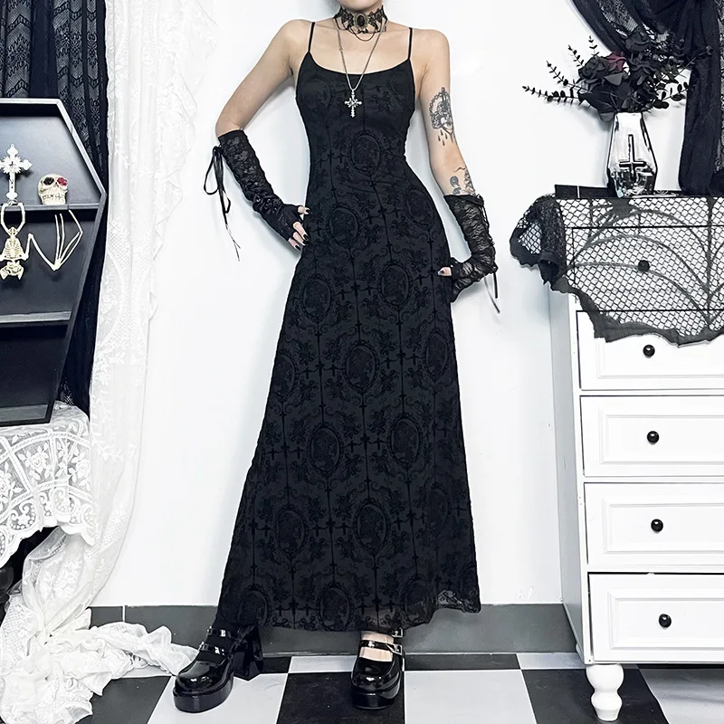 Y2K Grunge Gothic Aesthetic Mesh Dress - Punk Party Outfit