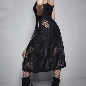 Y2K Grunge Gothic Lace Midi Dress - Punk Partywear