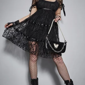 Y2K Grunge Gothic Lace Mini Dress - E-girl Sexy Black A-line Goth Outfit