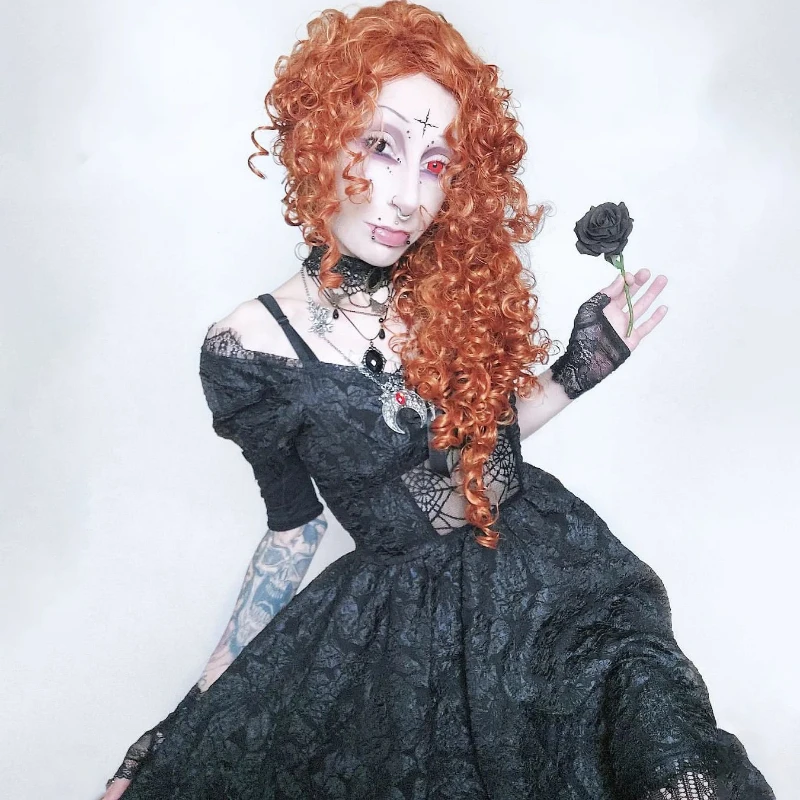 Y2K Grunge Gothic Mesh A-line Dress Halloween Party Lolita Cute Women Dress