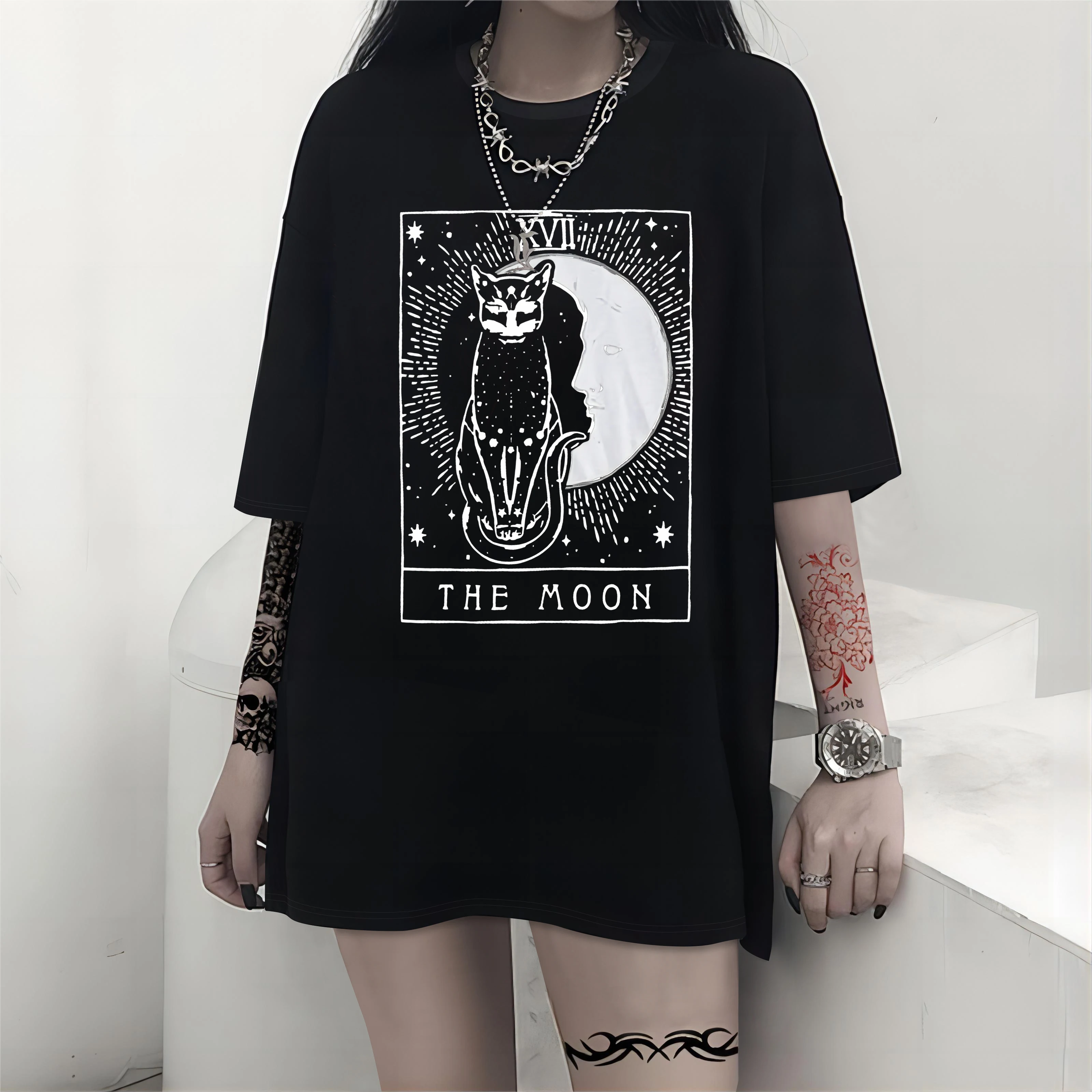 Y2K Grunge Gothic Mushroom Skull Oversize T-Shirt