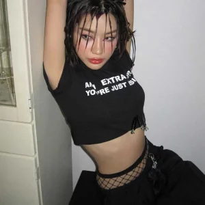 Y2K Grunge Harajuku Sexy Print Women's Top - Spicy Girls Hotel EMO