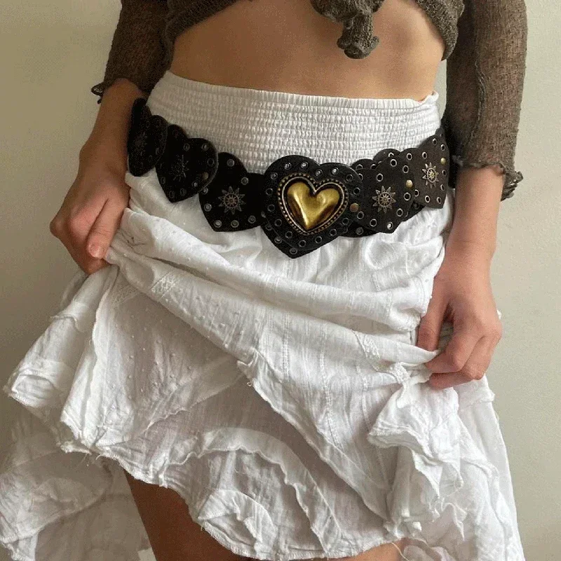 Y2K Grunge Heart Belt - Vintage Fairycore Cottage Style