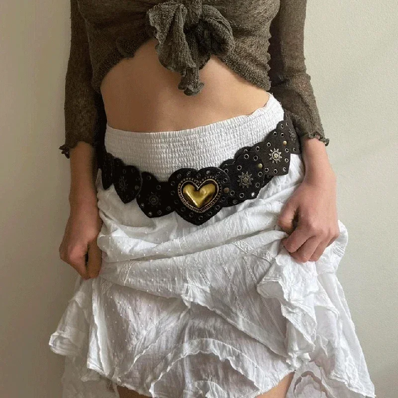 Y2K Grunge Heart Belt - Vintage Fairycore Cottage Style