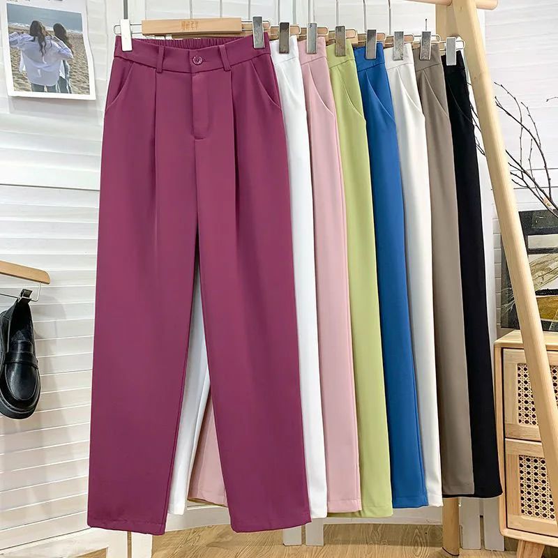 Y2K Grunge High Waist Suit Pants - Retro Style Casual Ankle-Length Trousers