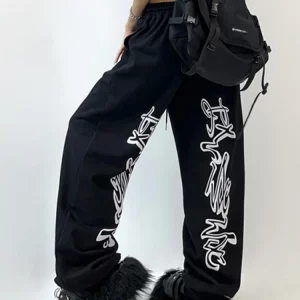 Y2K Grunge Hip Hop Gothic Black Oversize Jogging Sweatpants