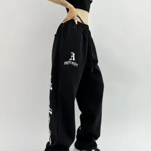 Y2K Grunge Hip Hop Gothic Black Oversize Jogging Sweatpants