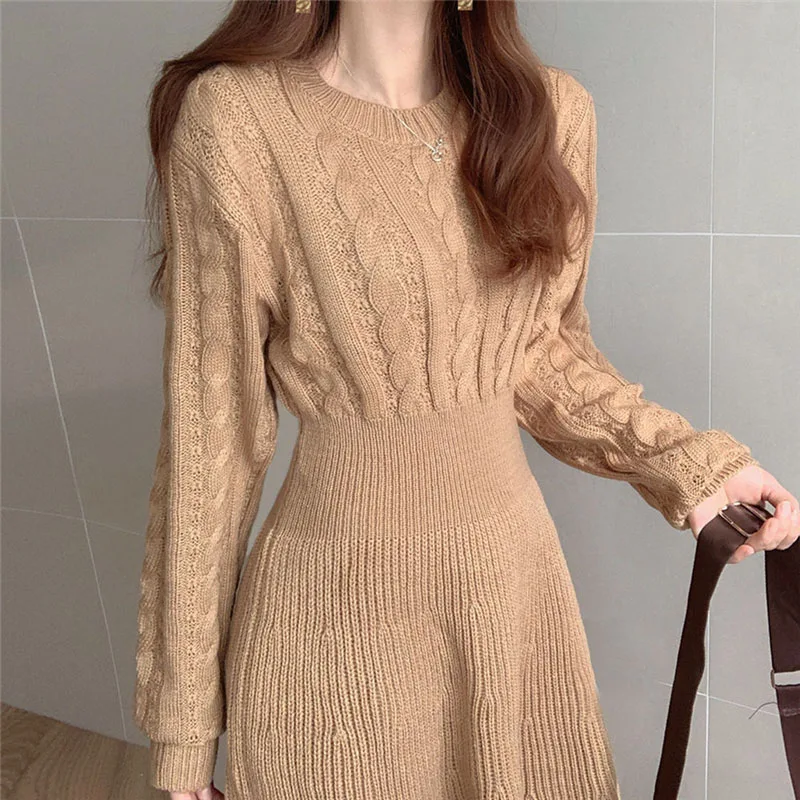 Y2K Grunge Knit Dress: Vintage A-Line Sweater for Casual Style