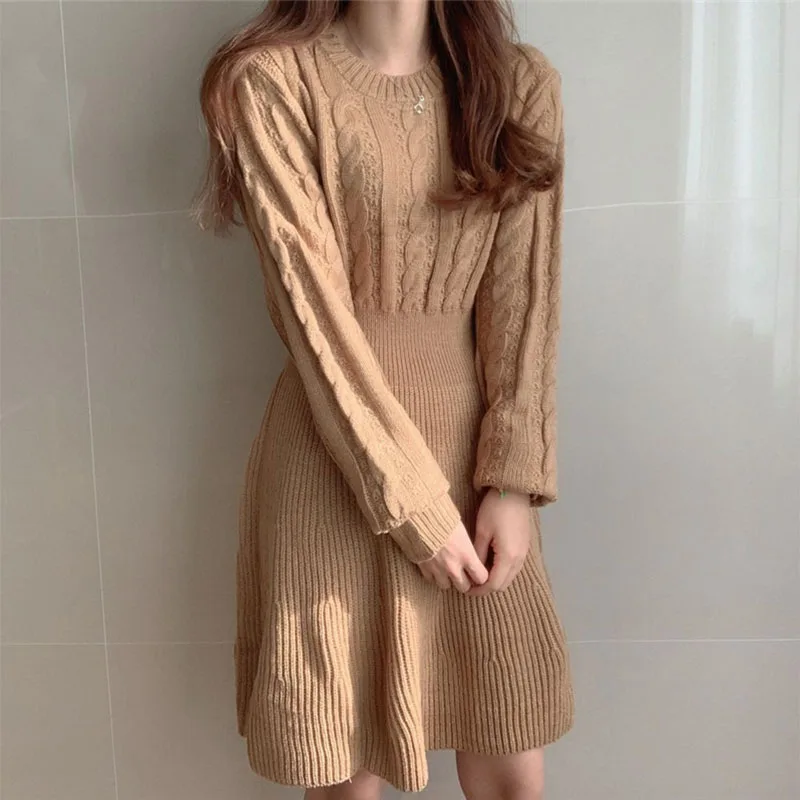 Y2K Grunge Knit Dress: Vintage A-Line Sweater for Casual Style