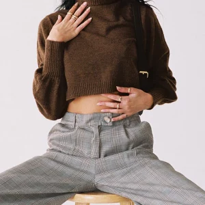 Y2K Grunge Knit Pullover: Turtleneck Sweater for Women