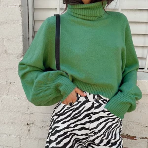 Y2K Grunge Knit Pullover: Turtleneck Sweater for Women