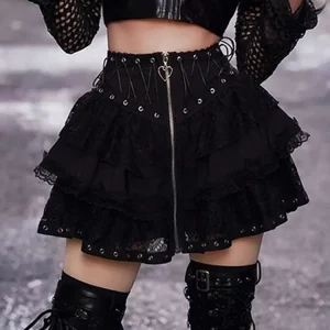 Y2K Grunge Lace Patchwork Mini Skirt - Gothic Punk Aesthetic Streetwear