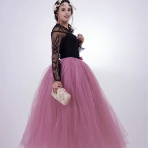 Y2K Grunge Maxi Tulle Skirt - Layered High Waist Party Prom Tutu