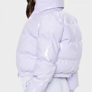 Y2K Grunge Metallic Puffer Jacket - Quilted Zip-Up Outerwear