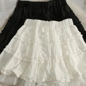 Y2K Grunge Mini Skirt - Lace Ruffles Patchwork - Preppy Style - High Waist - Korean Fashion