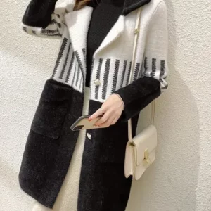 Y2K Grunge Mohair Cardigan Coat - Retro Style Knit Jacket